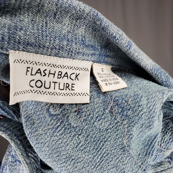 Flashback Couture Shiny Jean Jacket Small Embroidered Sequin Country Western - Picture 3 of 13